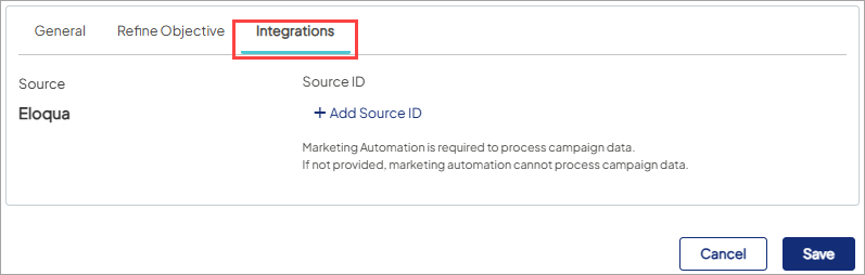 Screenshot of the Integrations tab.