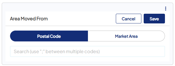 Screenshot of the Area Moved To filter 