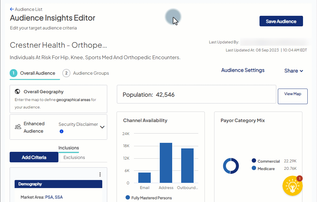 Demonstration of downloading a demographic report from Audience Insights