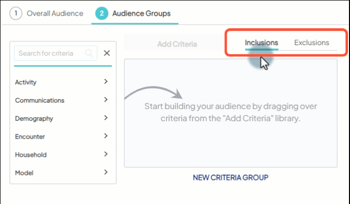 Demonstration of switching between include and exclude canvas