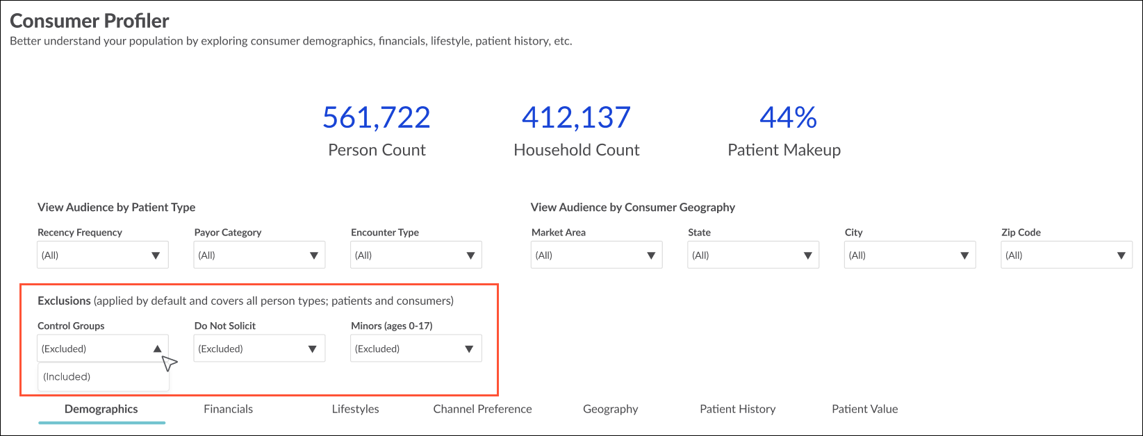 Exclusion filters in Consumer Profiler
