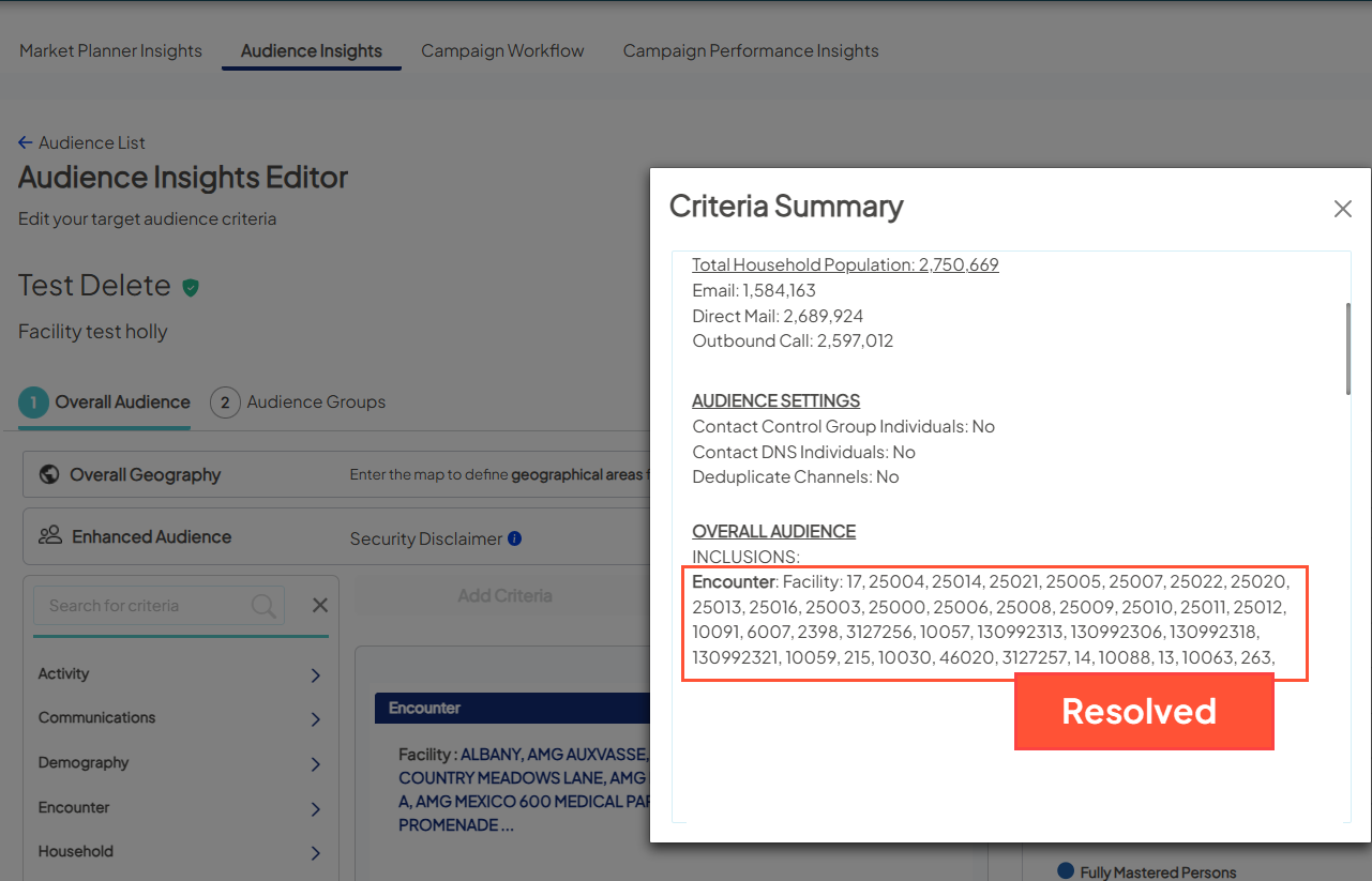 Criteria Summary fix